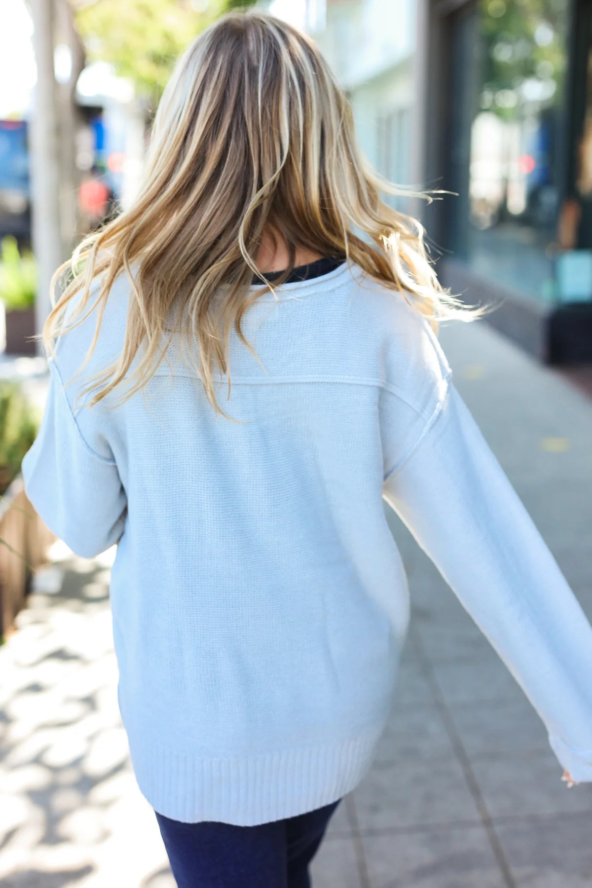 Gray Knit Button Henley Sweater