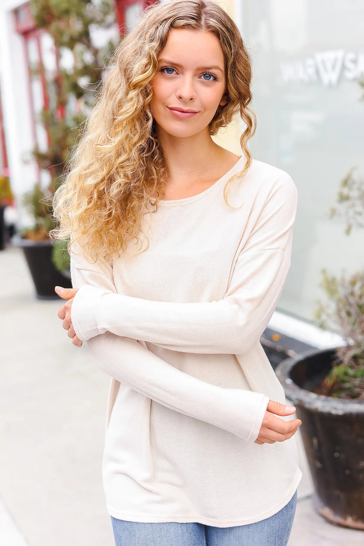 Oatmeal Textured Back Hacci Top