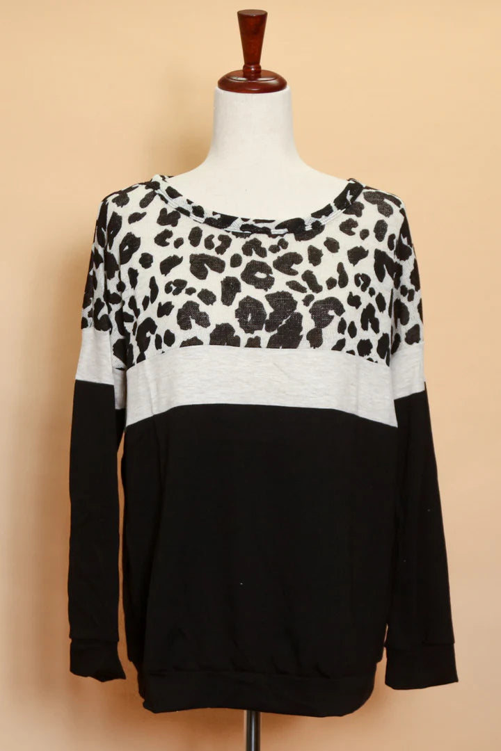 Black Colorblock Animal Top