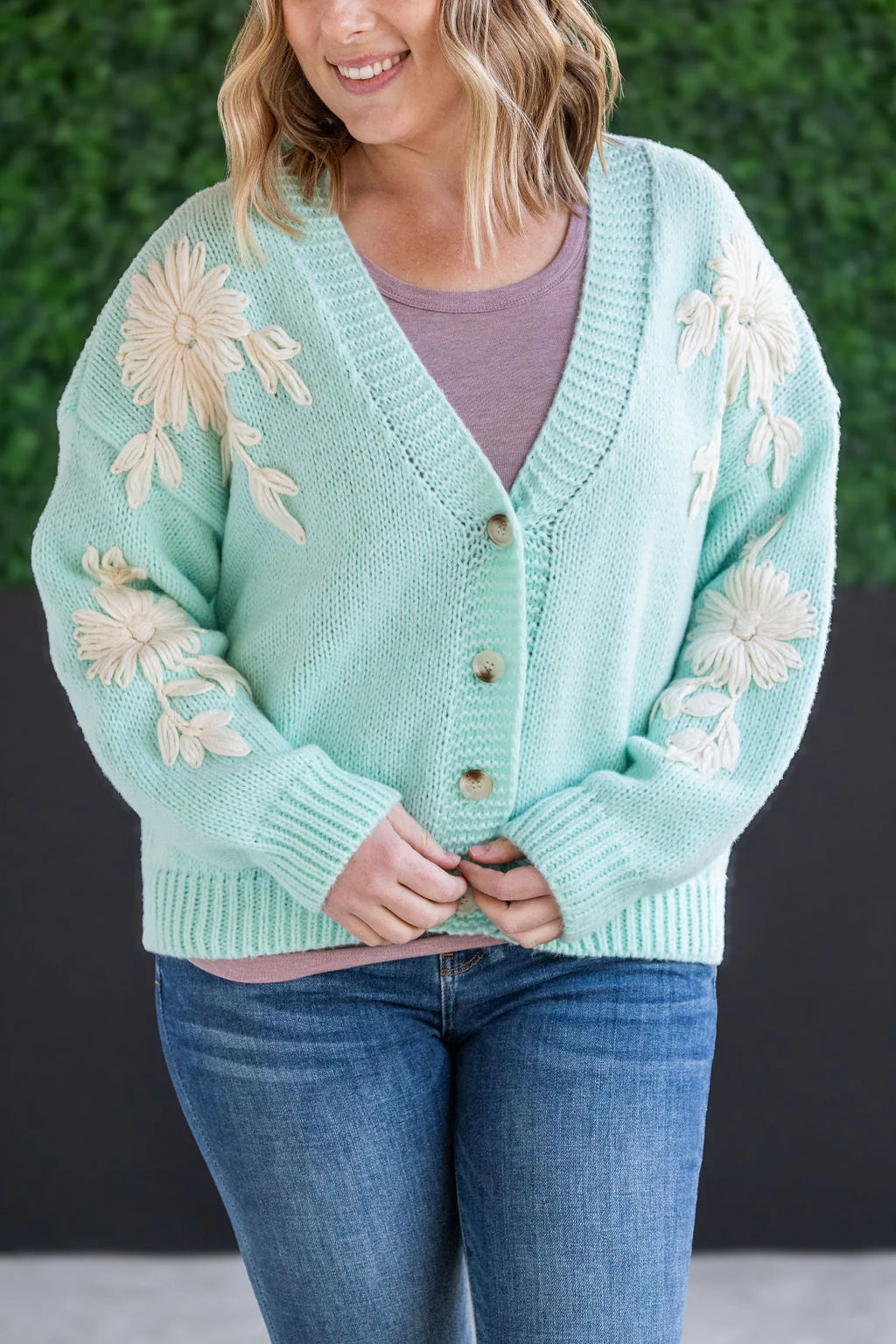 Mint Floral Cardigan