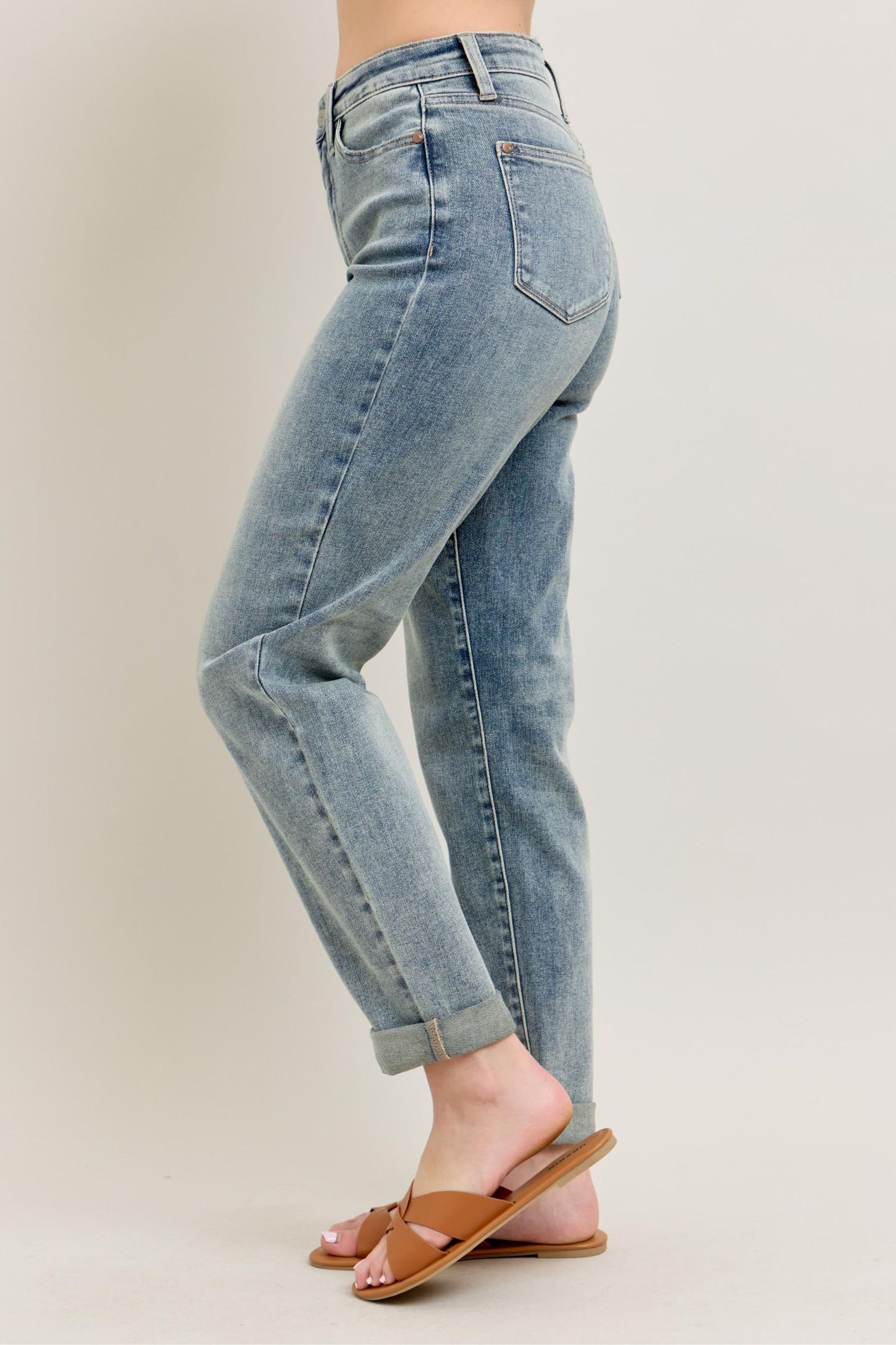Judy Blue Vintage Wash Double Roll Cuff Boyfriend