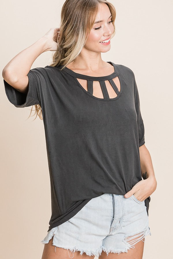Pepper Cut-Out Short Sleeve Top