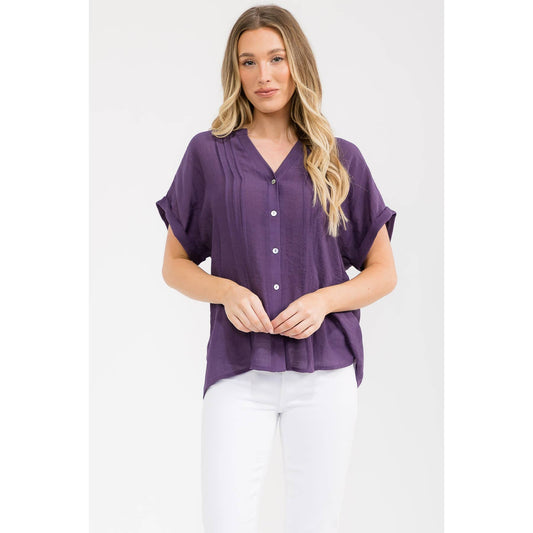PAPAYA GAUZE PINTUCK SHELL SHIRT