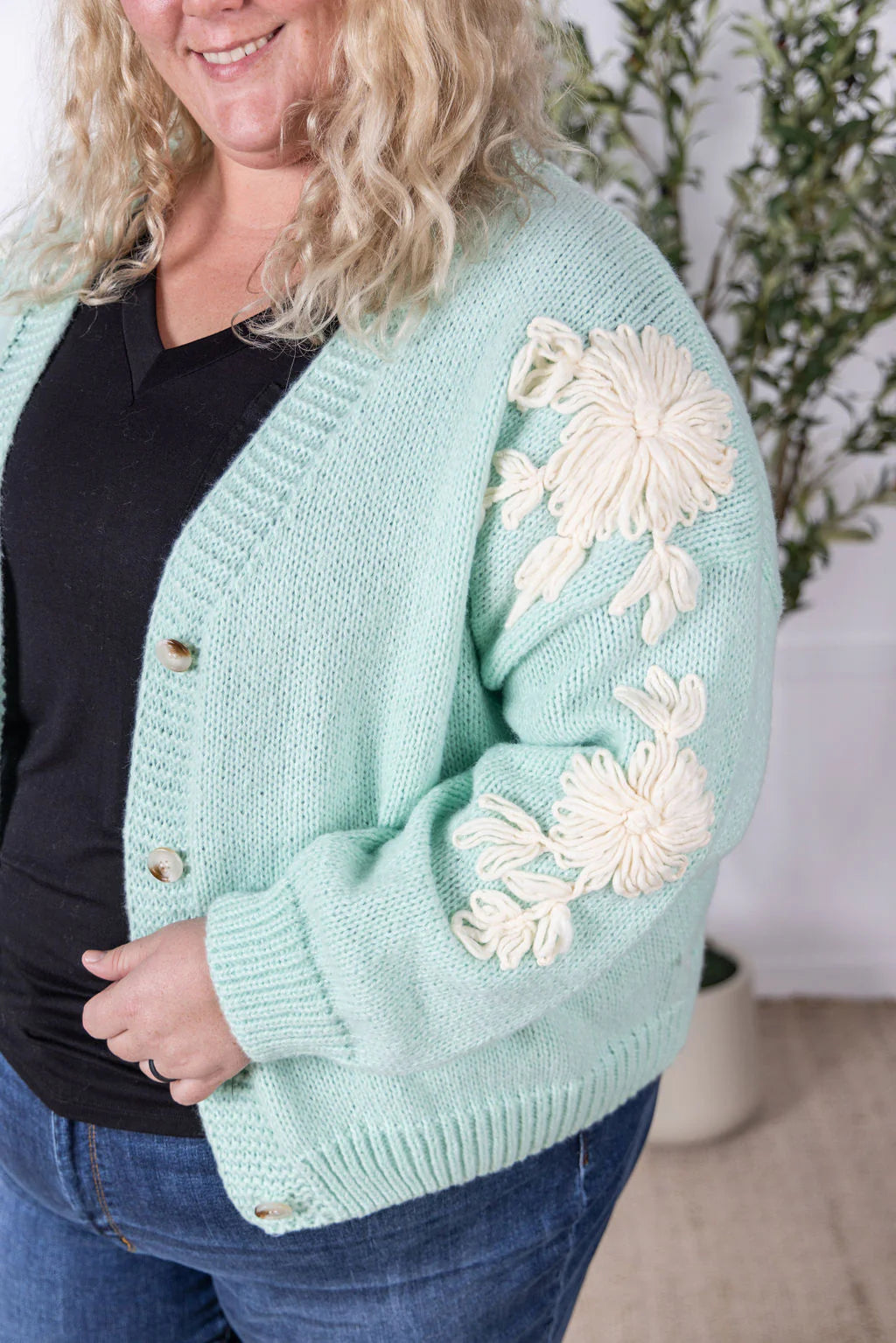 Mint Floral Cardigan