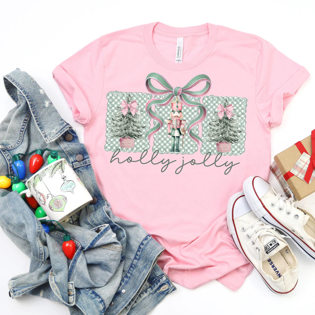 Holly Jolly Gingham Bow Graphic Tee