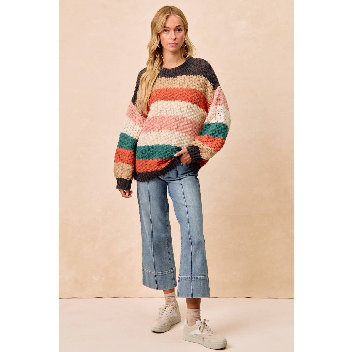 Stripes Colorblock Chunky Sweater Pullover