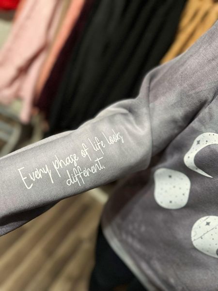 Moon Phases Hand-Dyed Crew w/ Sleeve Detail