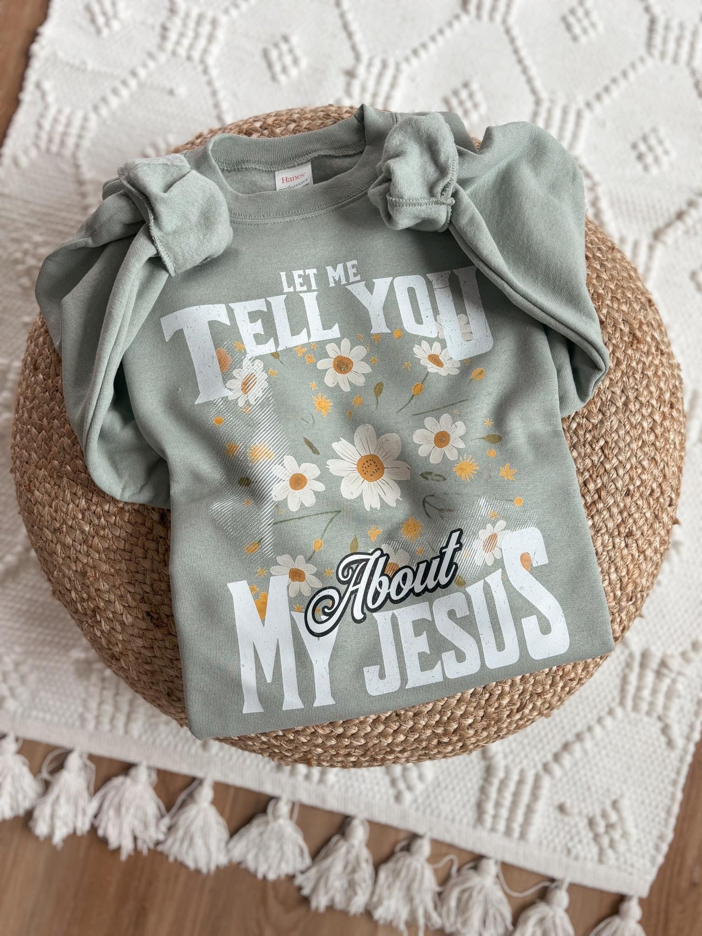 Let me Tell you About my Jesus Crew (distressed design)