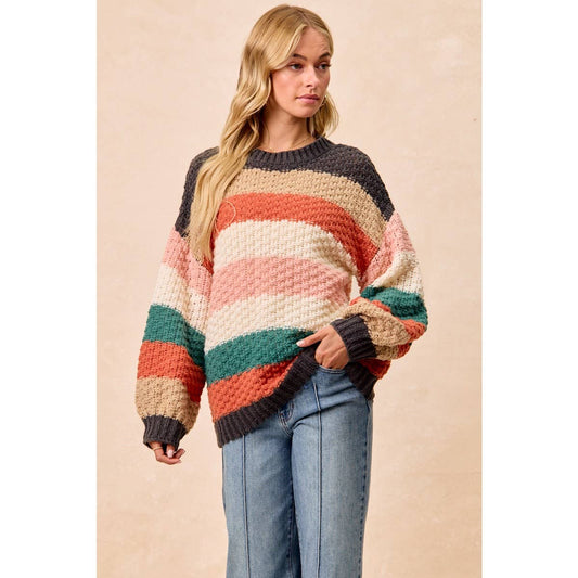 Stripes Colorblock Chunky Sweater Pullover