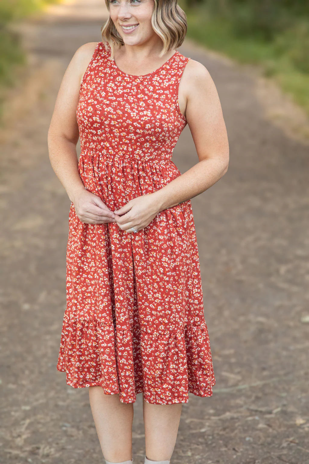 Bailey Dress--Rust Floral