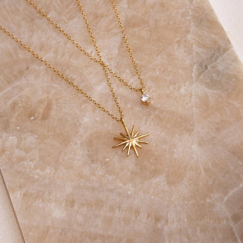 Layered Rhinestone and Starburst Necklace