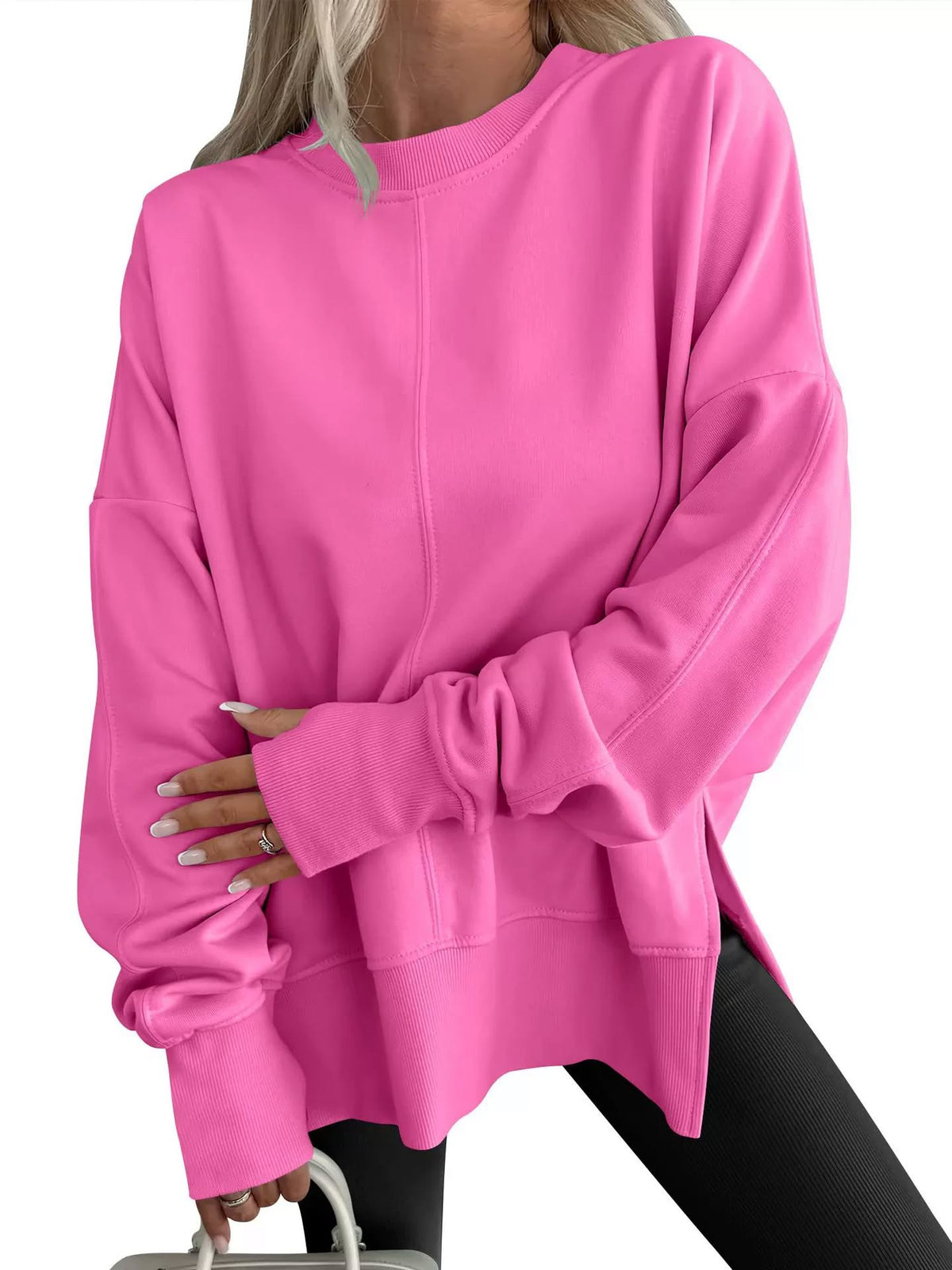 Hot Pink Cozy Crew Sweater