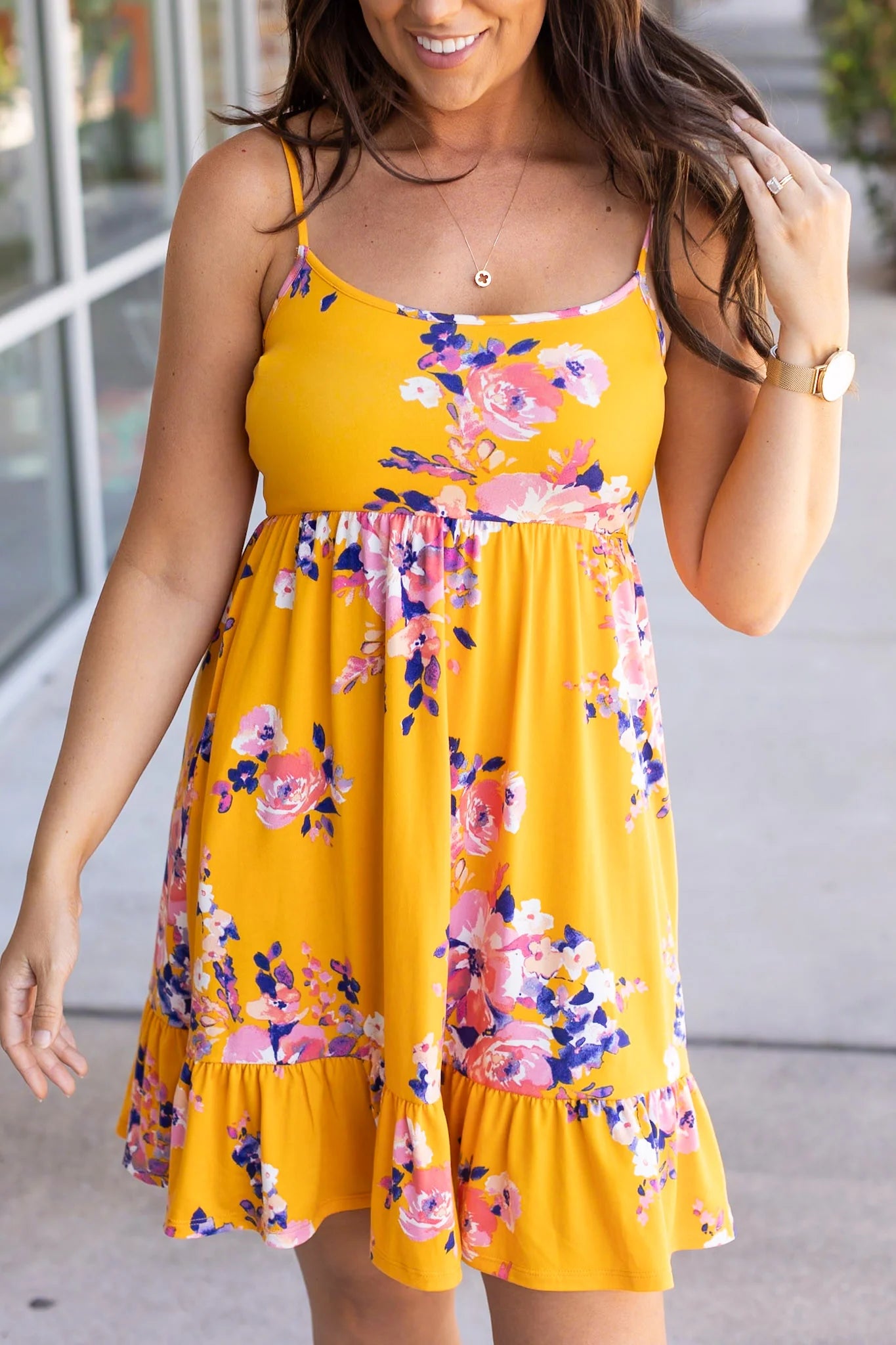Rory Ruffle Dress--Golden Floral (Plus)