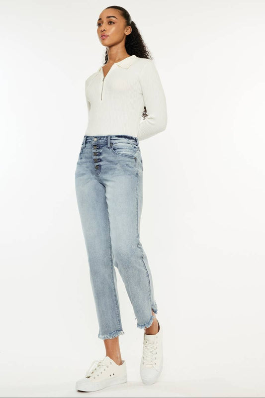 Kancan High Rise Button Fly Straight Jeans