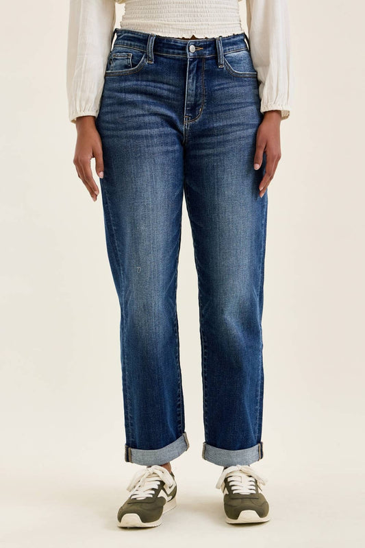 Judy Blue Mid Rise Dark Wash Boyfriend