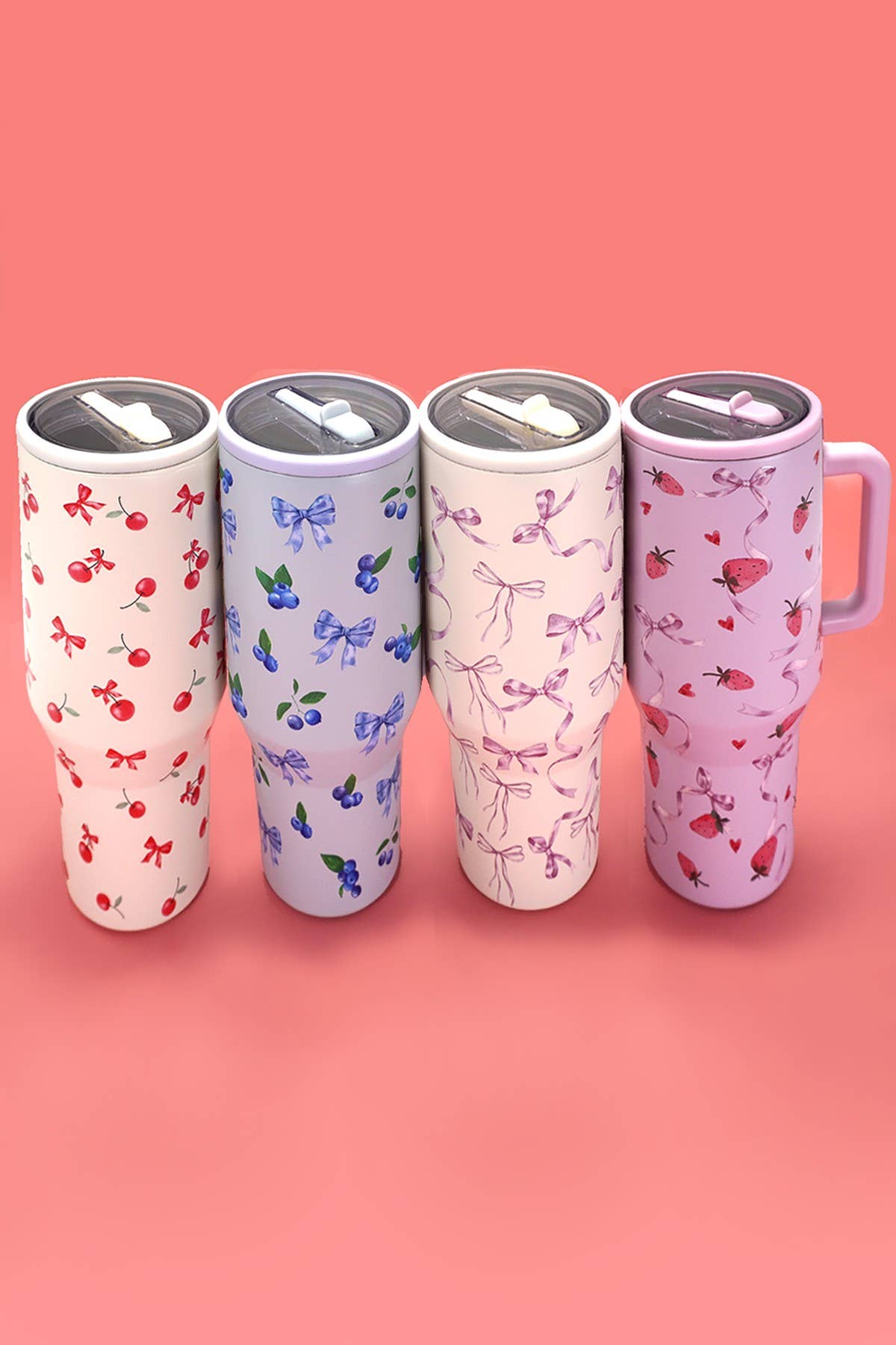 40oz Spill Free Travel Tumbler--Flower Dusty Blue