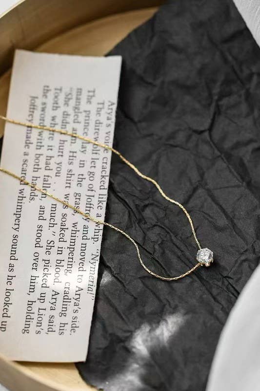 Classic Rhinestone Stone Charm Necklace