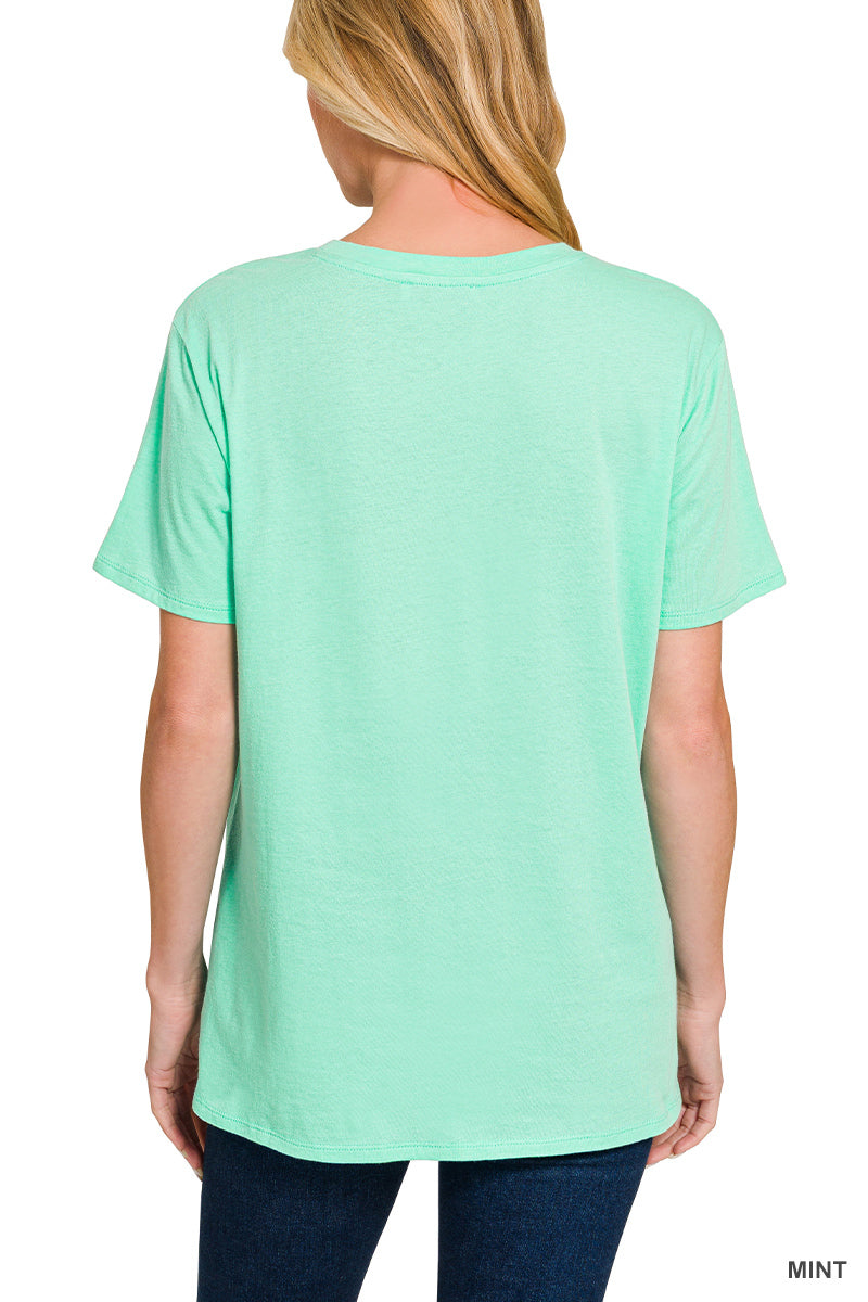 Mint Cotton Boyfriend Round Neck Tee