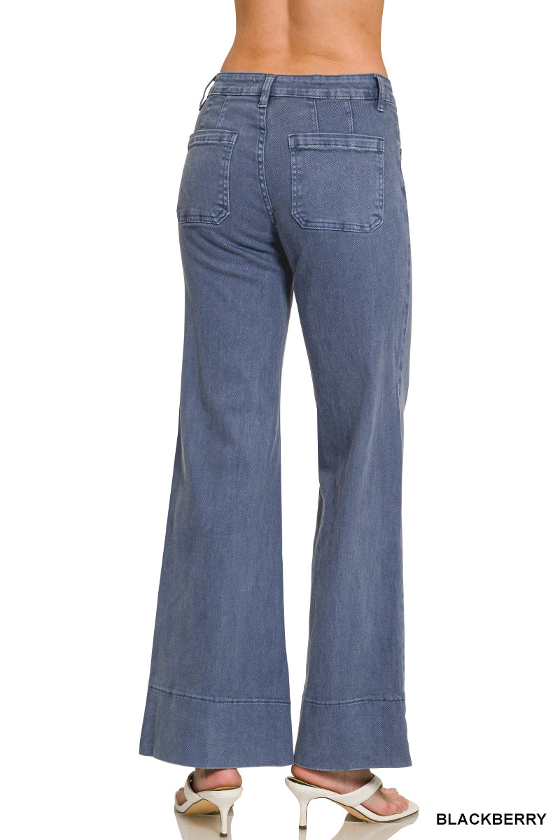 Blackberry Mid-Rise Wide Leg Pants