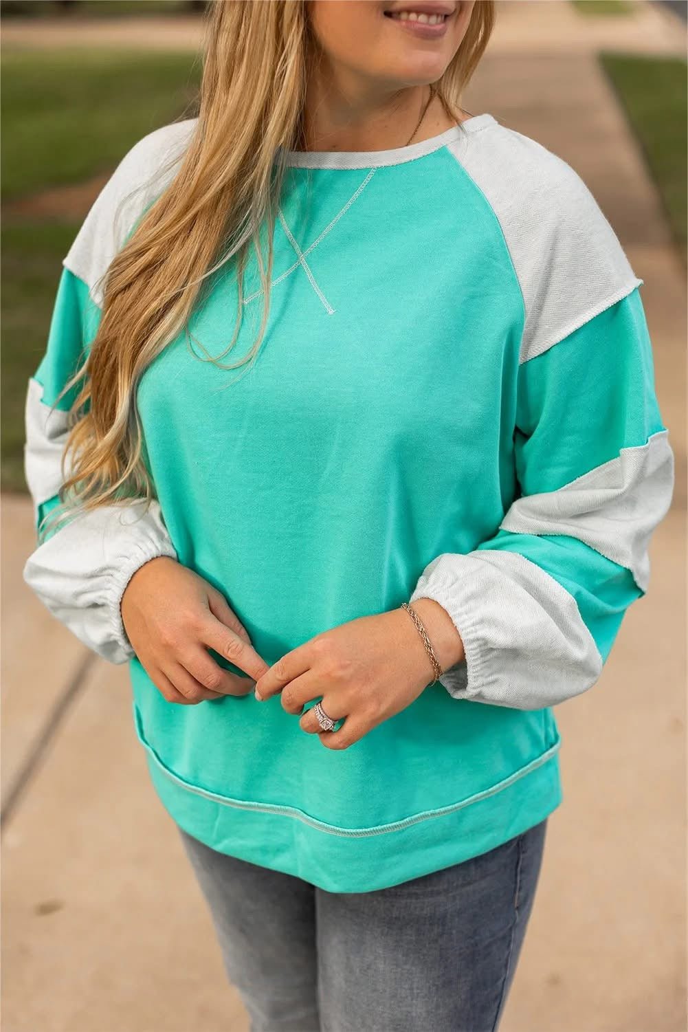 Aqua Colorblock Pullover (PLUS)