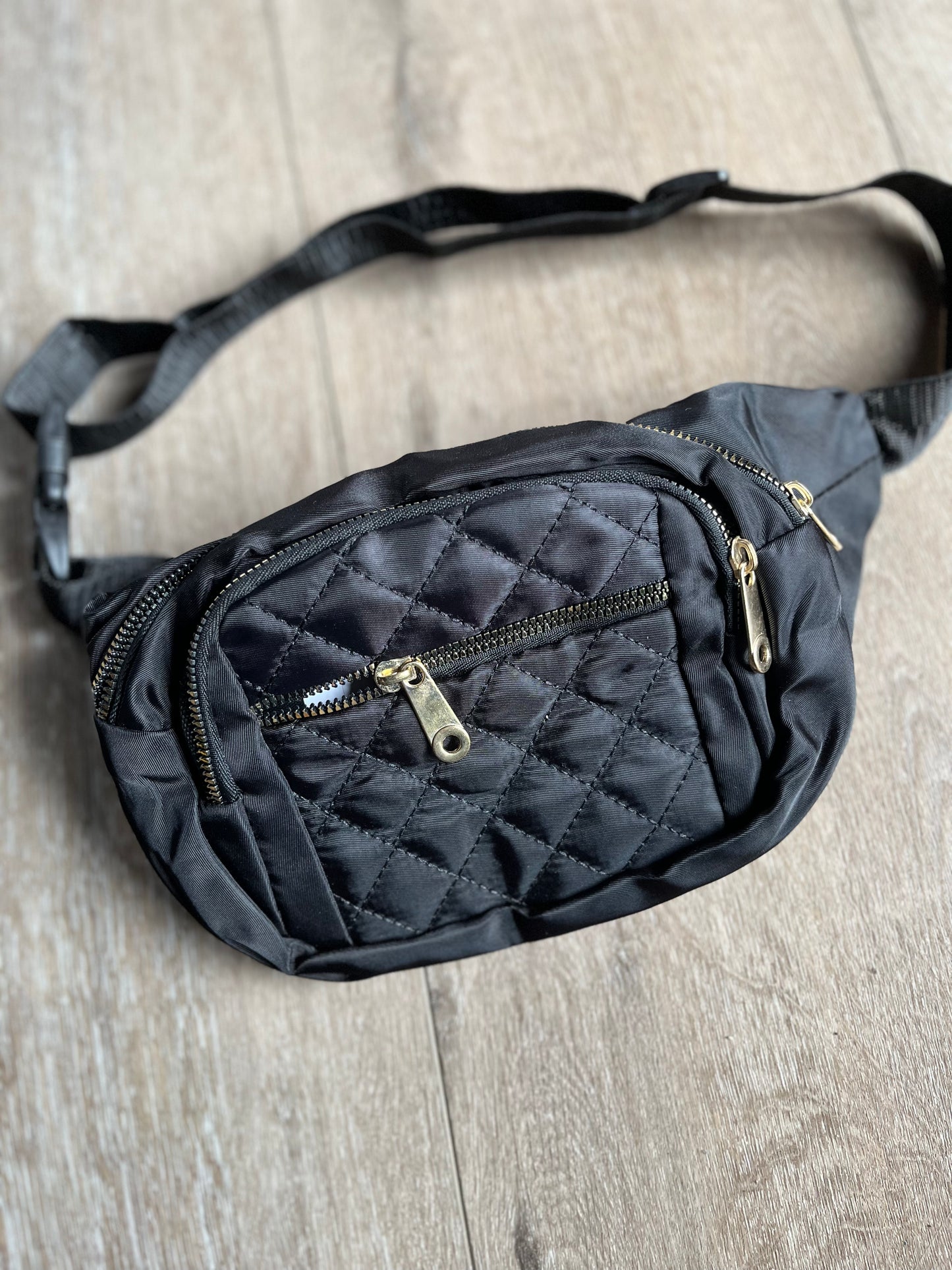 Black Quiled Nylon Bum Bag