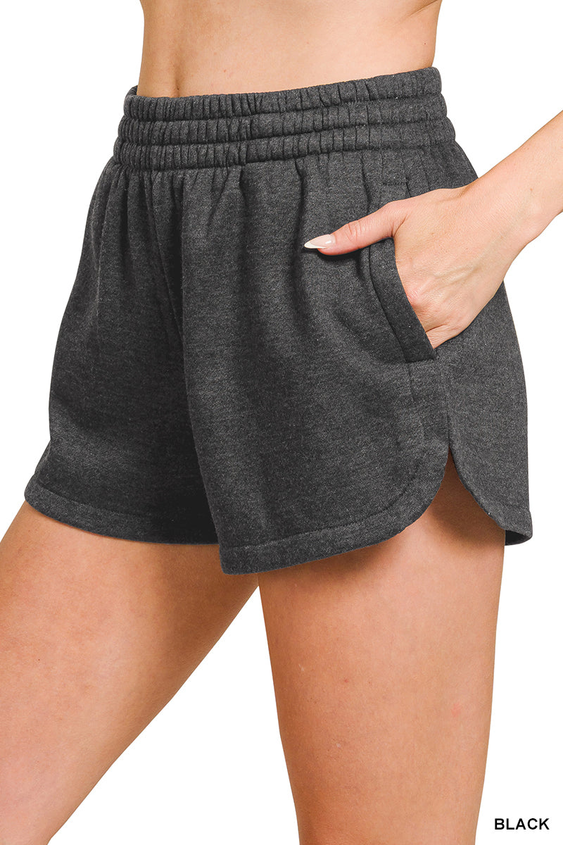 Black Acid Wash Dolphin Shorts