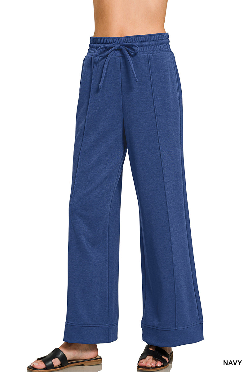 Scuba Pintuck Wide Leg Pants