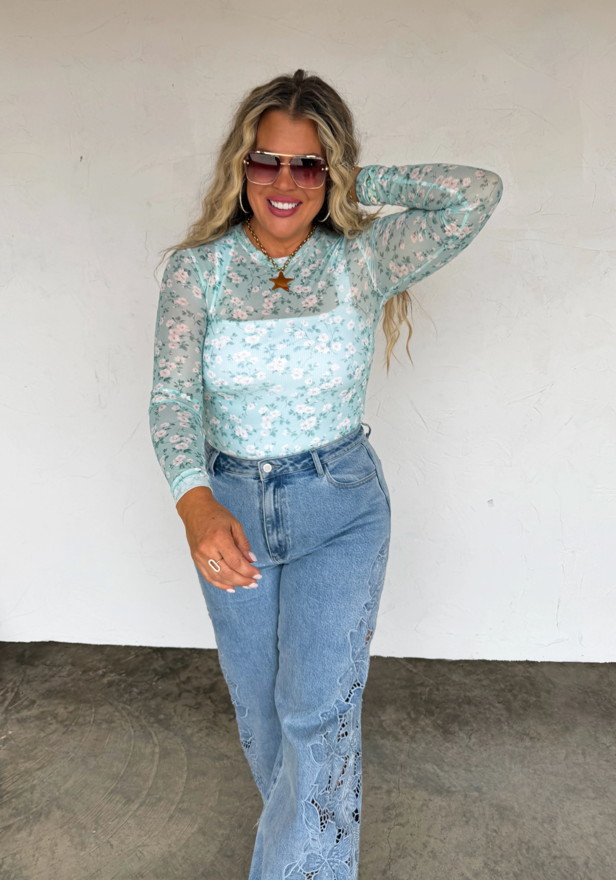 Sage Dress It Up Mesh Top