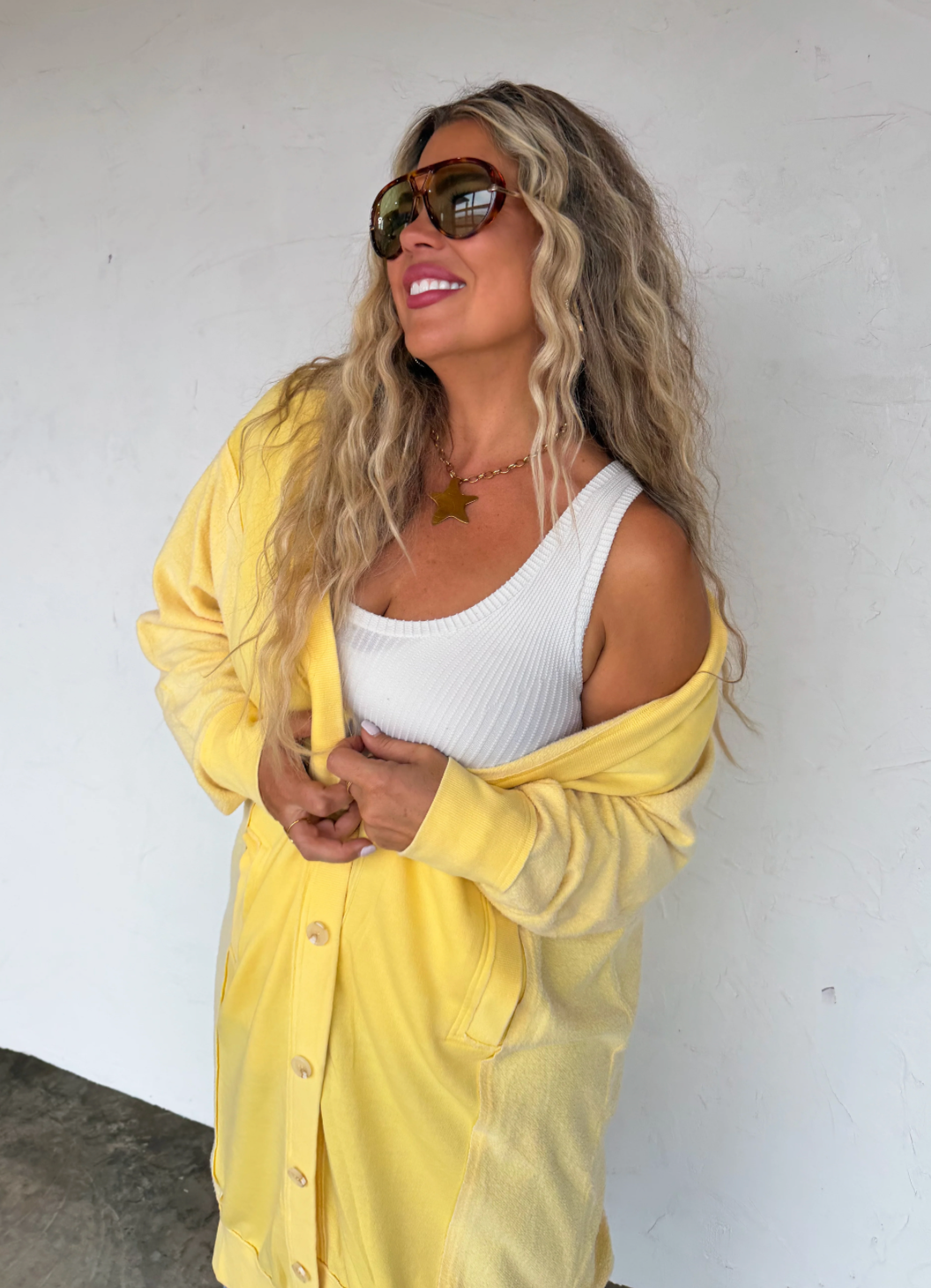 Yellow Desi Sweatshirt Cardigan
