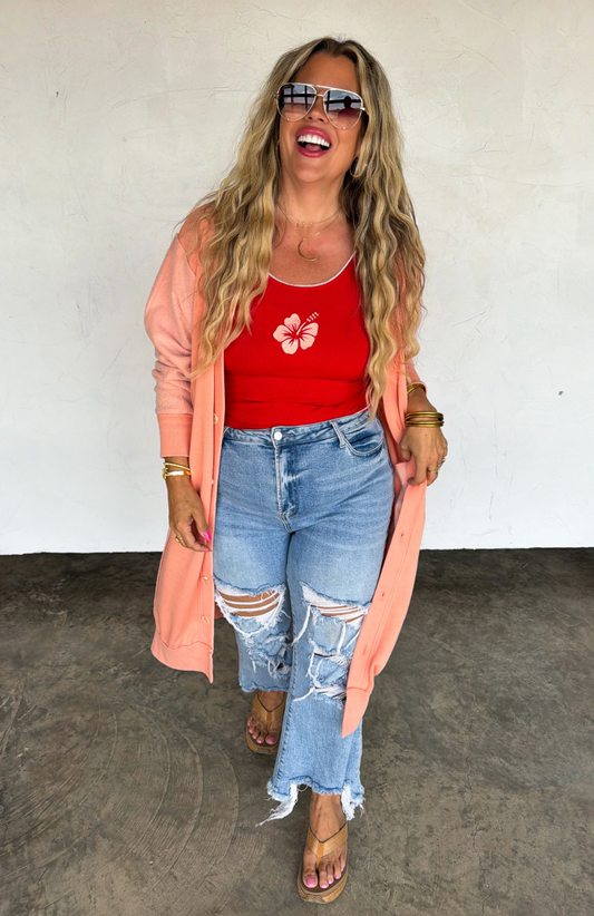 Orange Desi Sweatshirt Cardigan