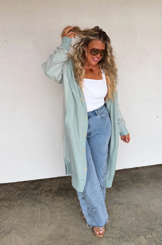 Sage Desi Sweatshirt Cardigan