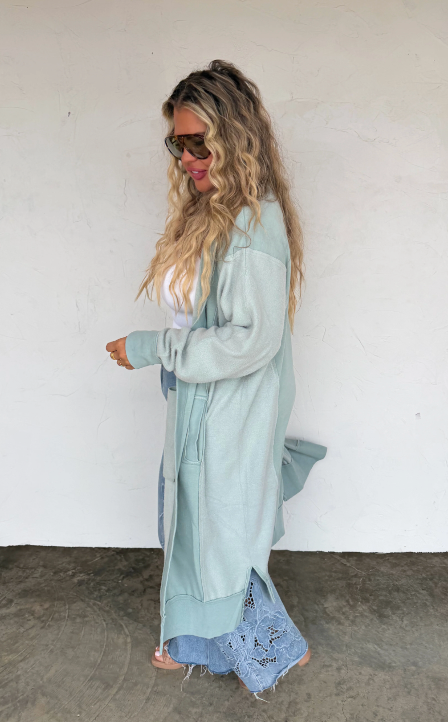 Sage Desi Sweatshirt Cardigan