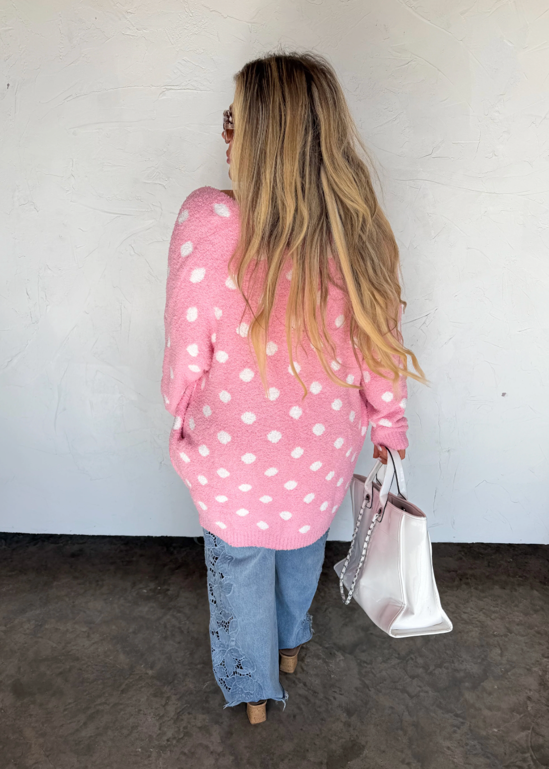 Pink Polka Dot Cloud Cardigan