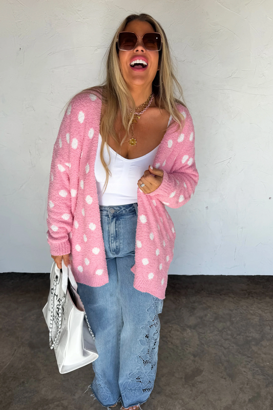 Pink Polka Dot Cloud Cardigan