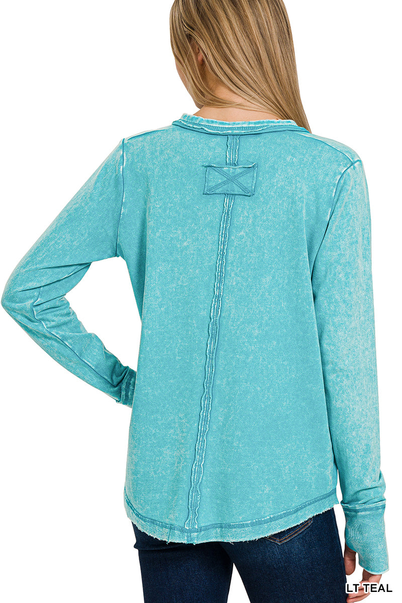 Teal Thumb Hole Cuff Long Sleeve Top