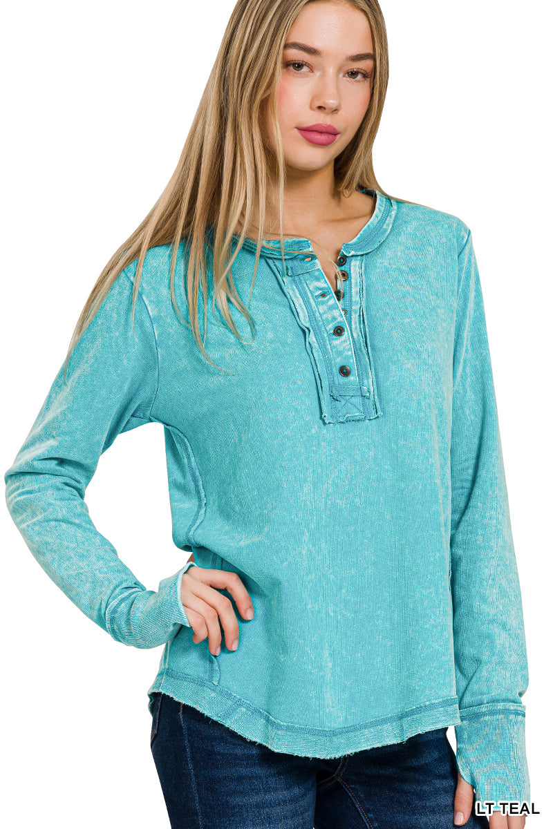 Teal Thumb Hole Cuff Long Sleeve Top