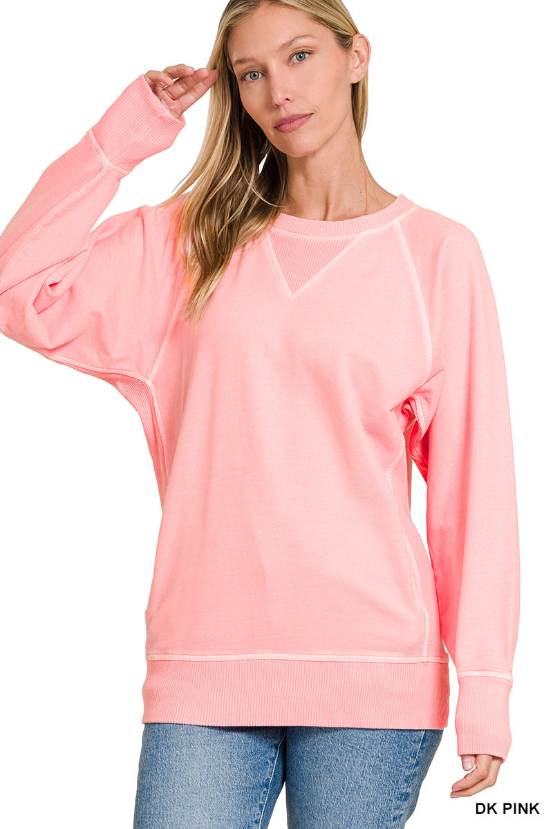 Pink French Terry Pullover With Pockets
