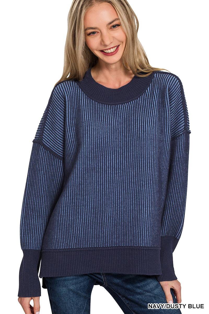 Exposed Seam Two Tone Sweater