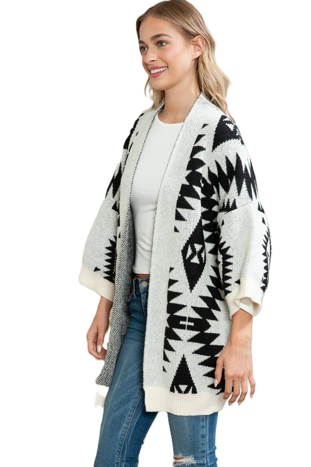 Naomi Wilde | Aztec Styled Cardigan with Large Arms, Black