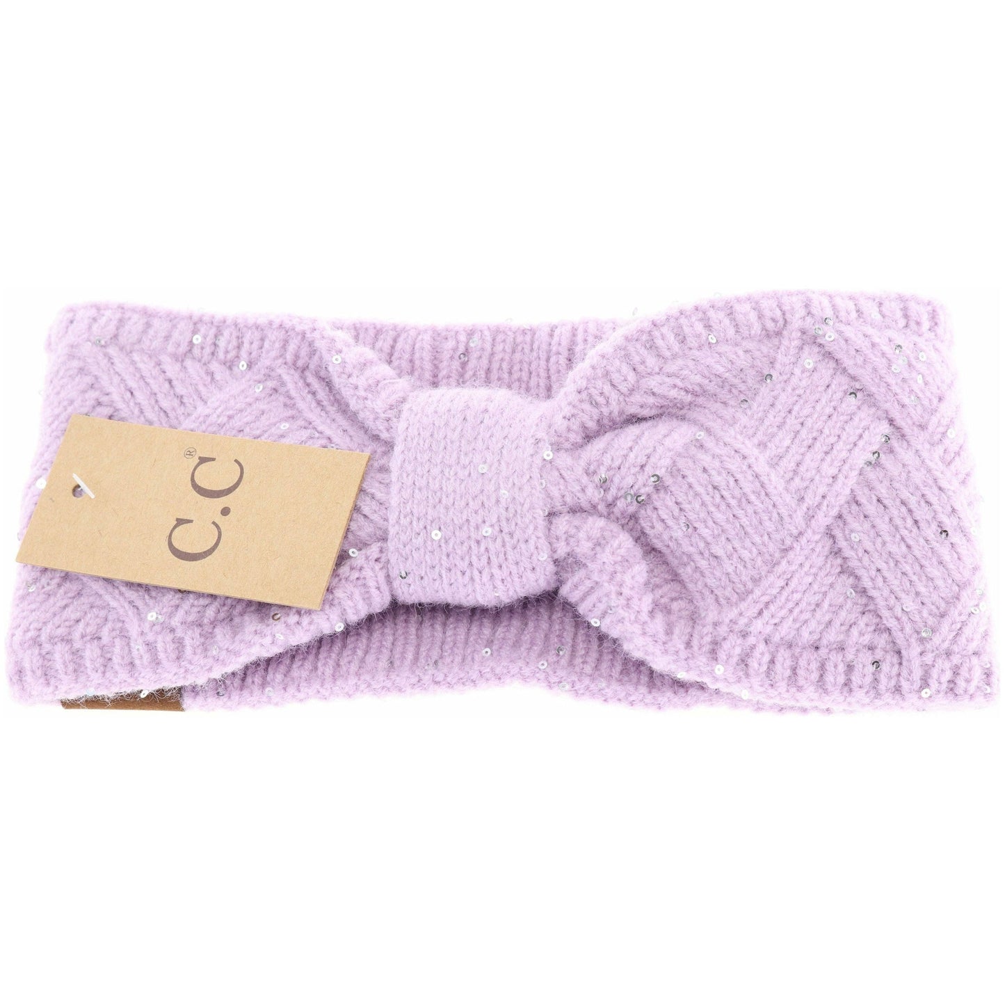 Sequin Brioche Cable Knit C.C Head Wrap