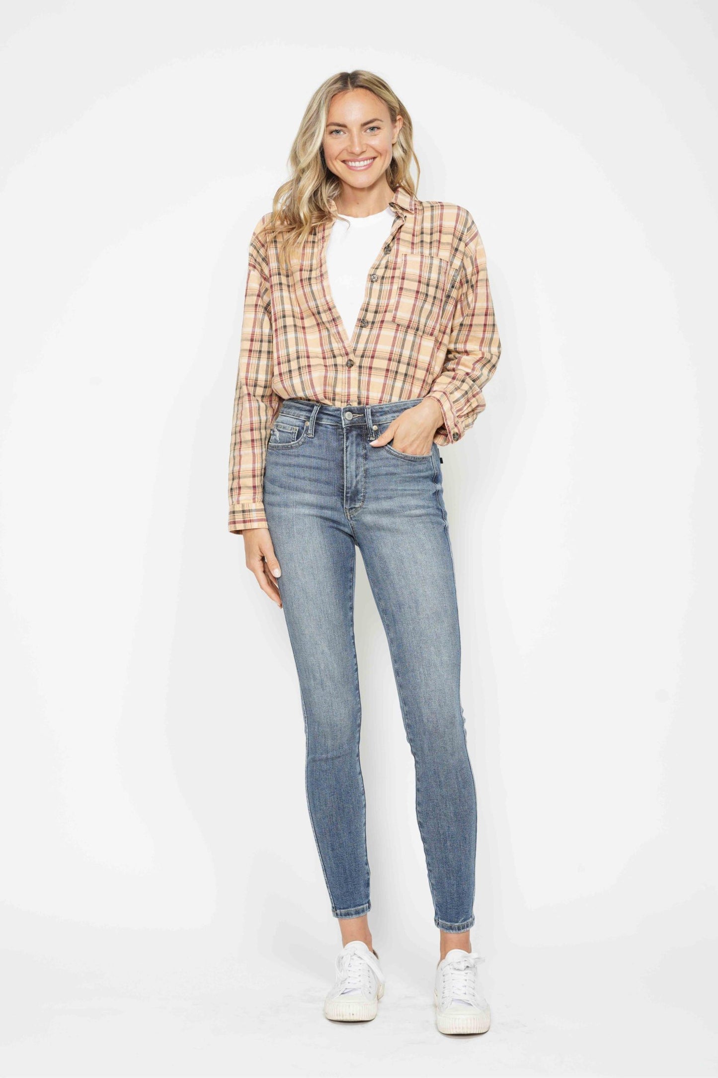 Judy Blue High Waist Tummy Control Contrast Wash Skinny Jeans