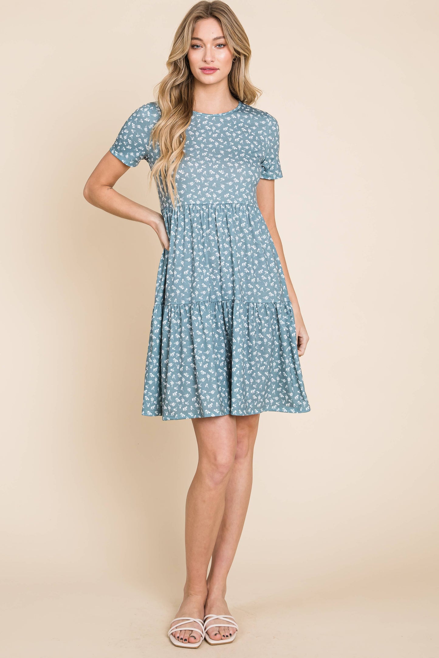 Floral Knit Tiered Swing Dress