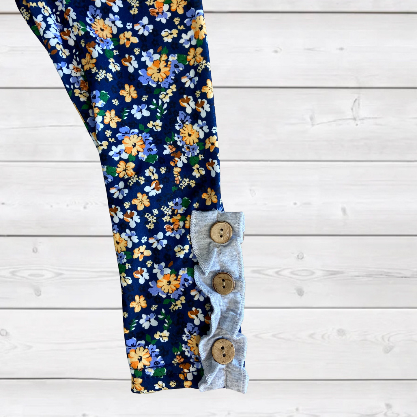 Gray & Navy Floral Applique Chicken Outfit