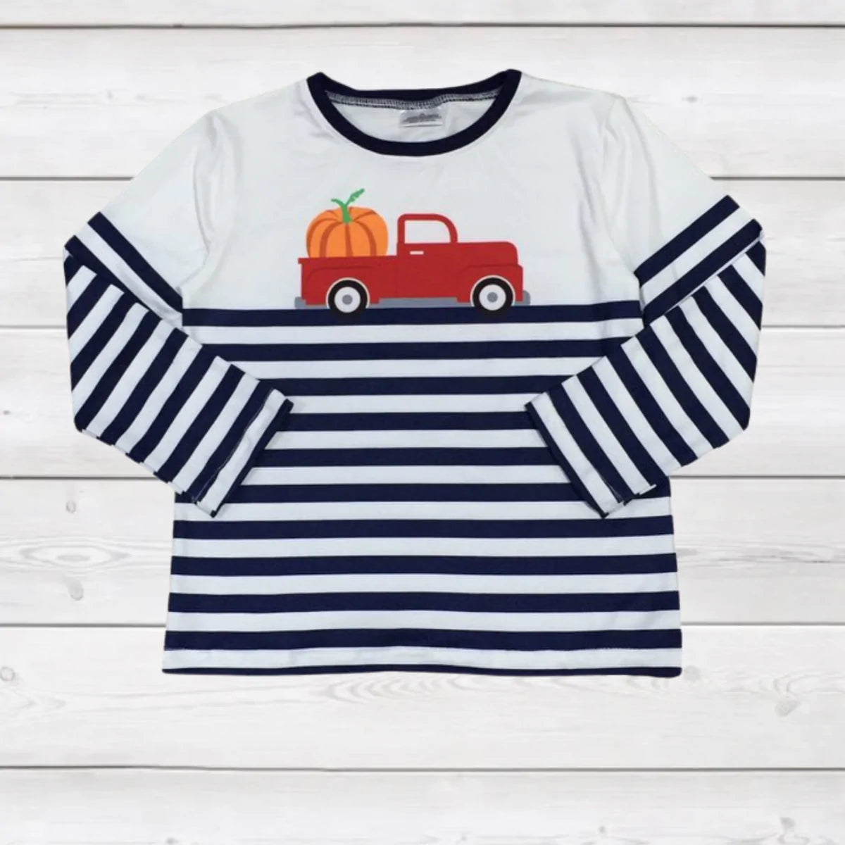 Red Truck Pumpkin Stripe Tee