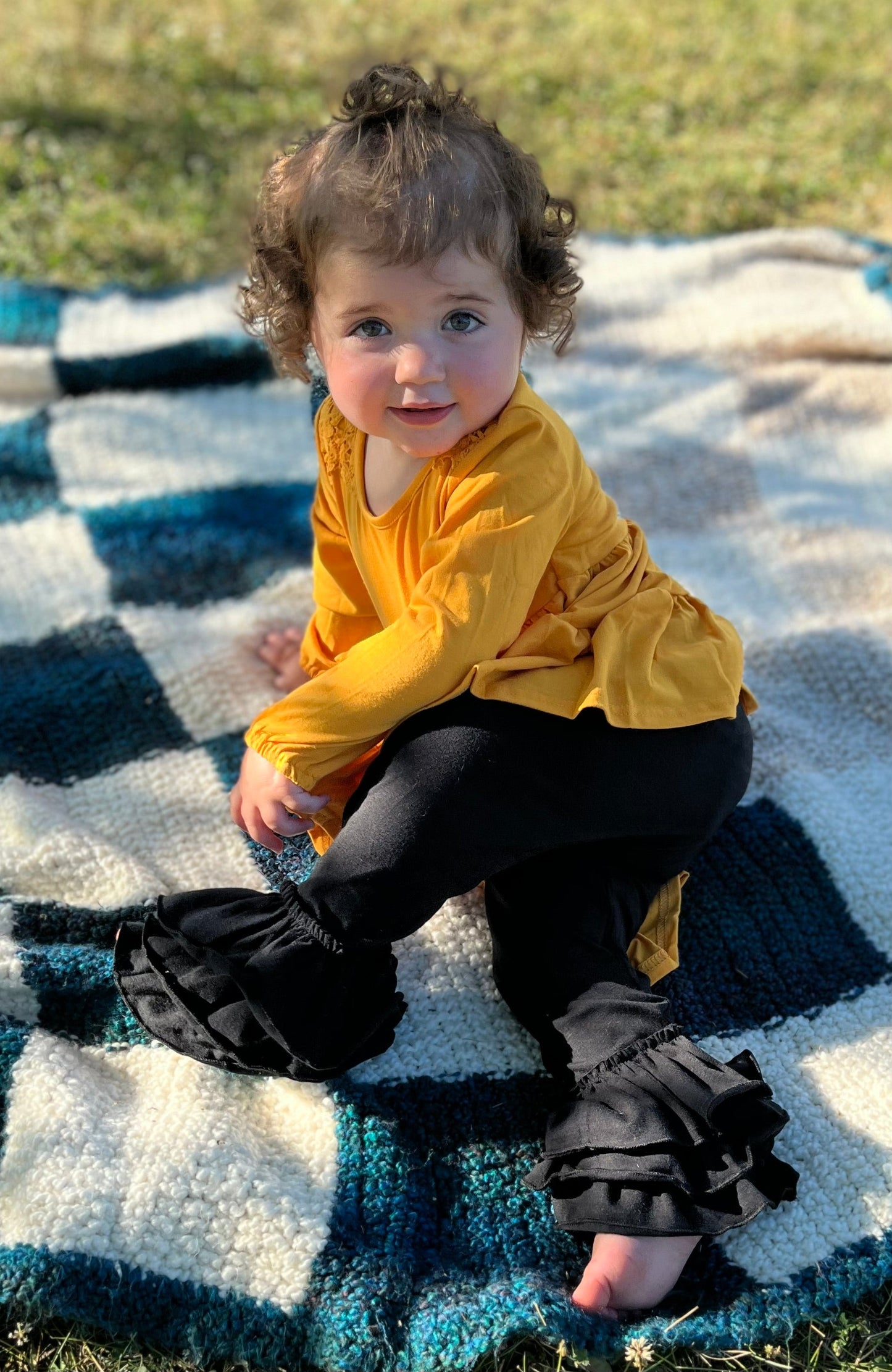 Red Knit Cotton Triple Ruffle Pants