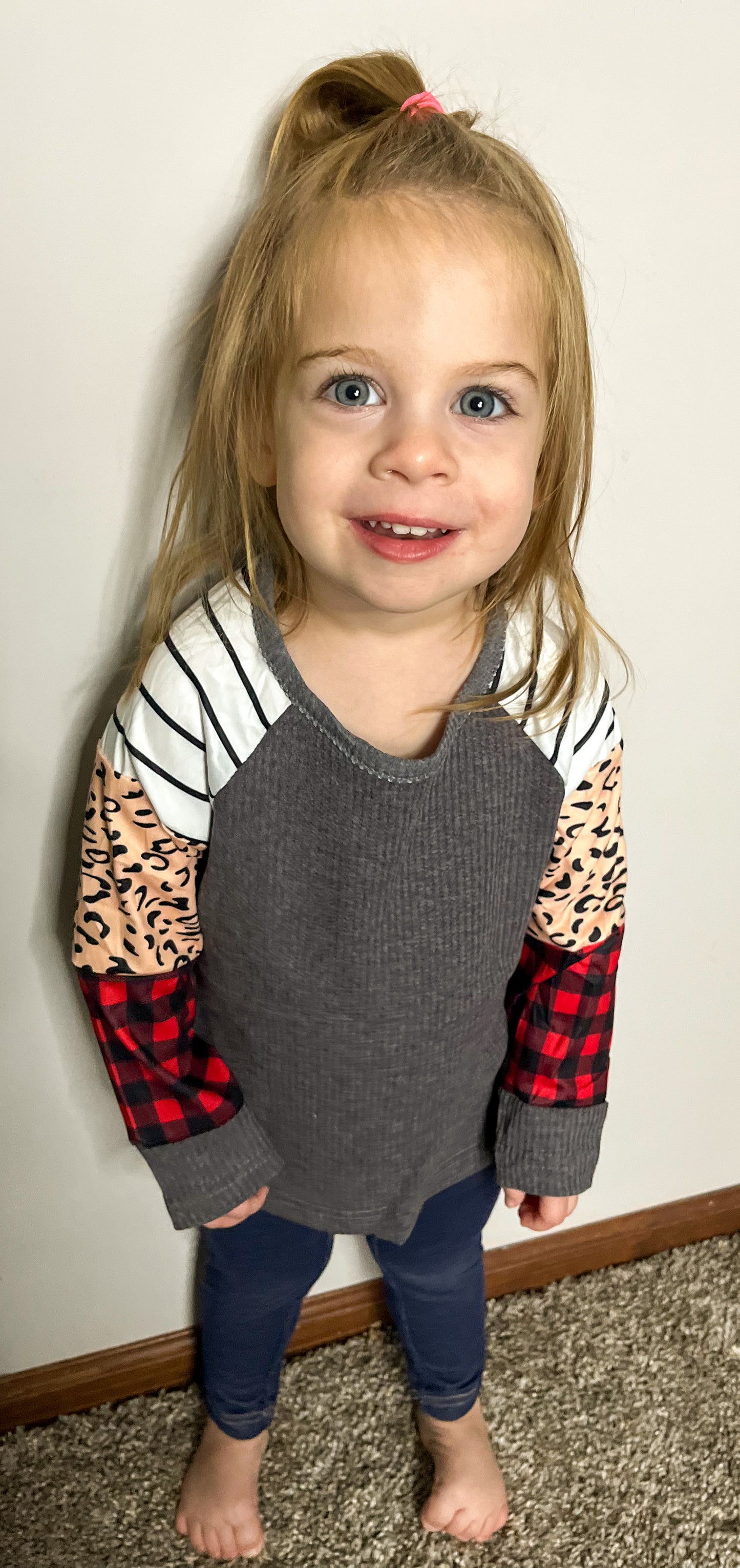 Colorblock Long-Sleeve Charcoal Shirt