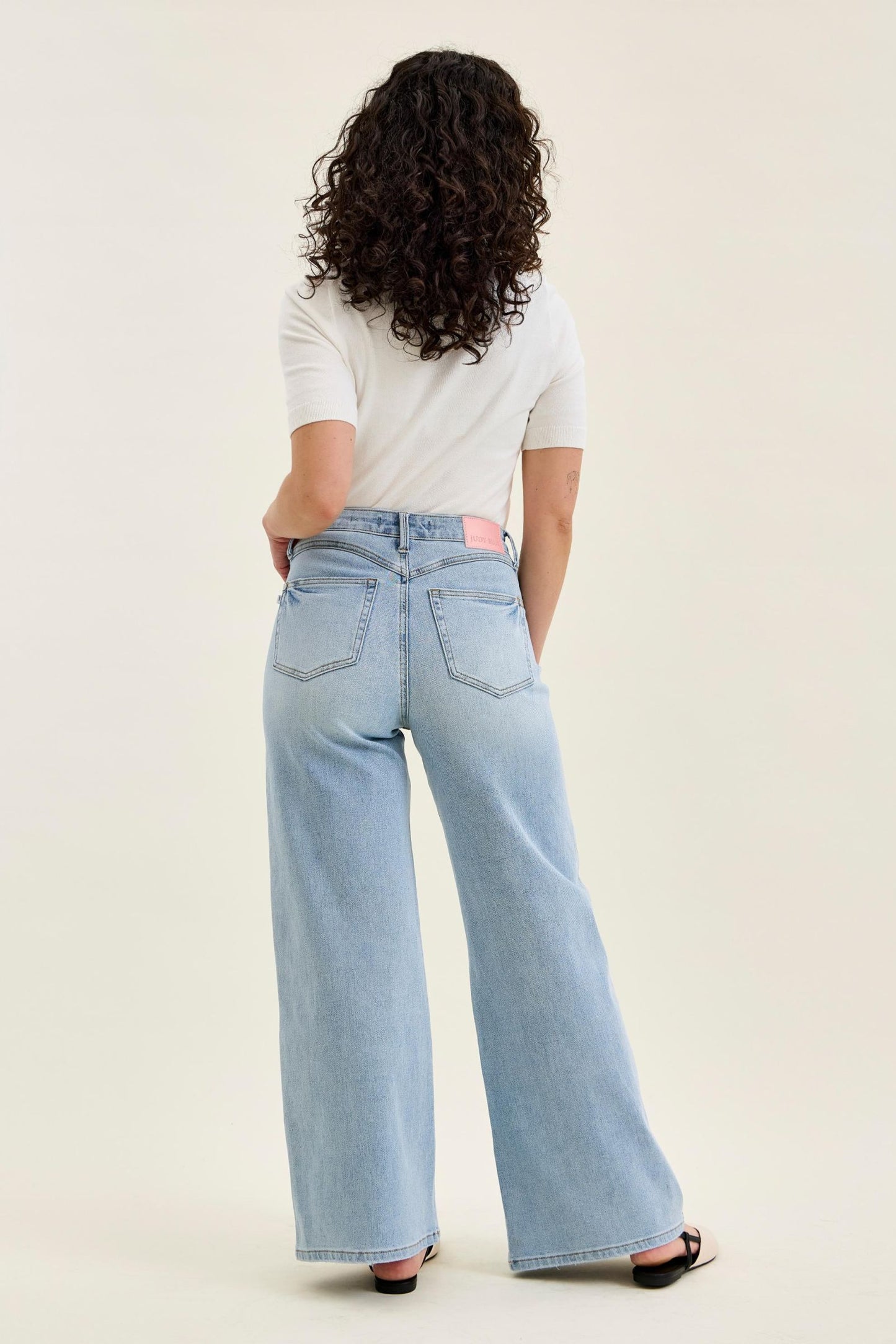 Judy Blue Petite High Waist Tummy Control Retro Wide Leg Denim