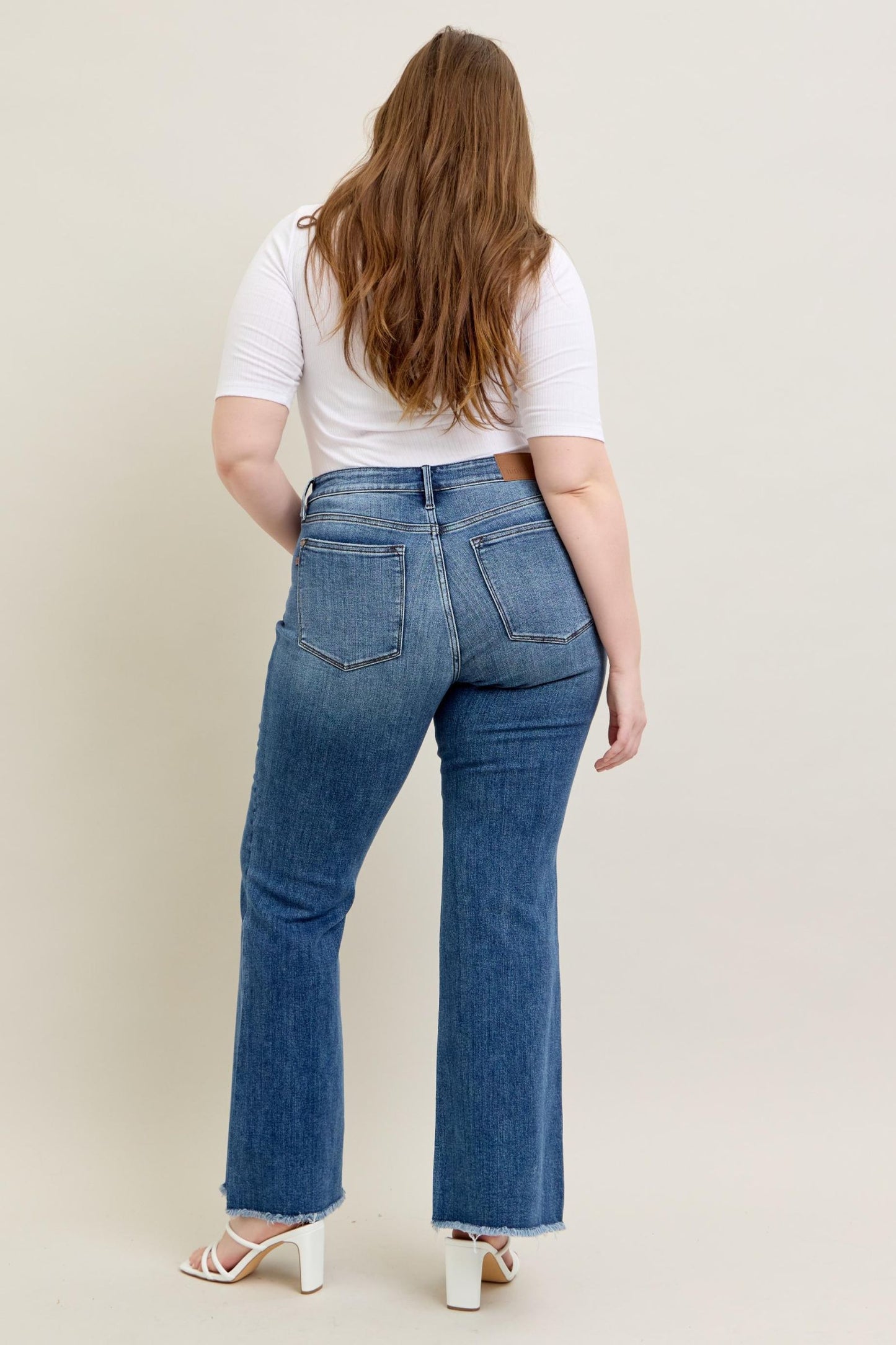Judy Blue Mid-Rise Flare with Fray Hem (Plus)