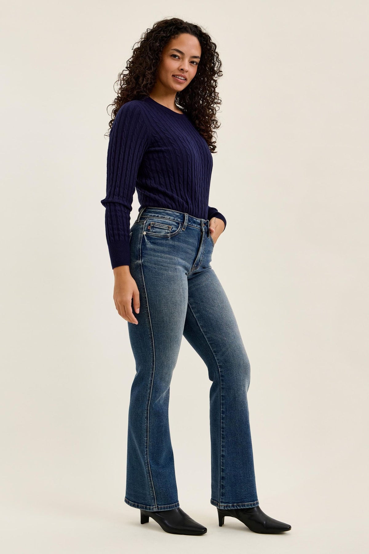 Judy Blue Mid-Rise Dusk Rider Indigo Wash Bootcut Jeans