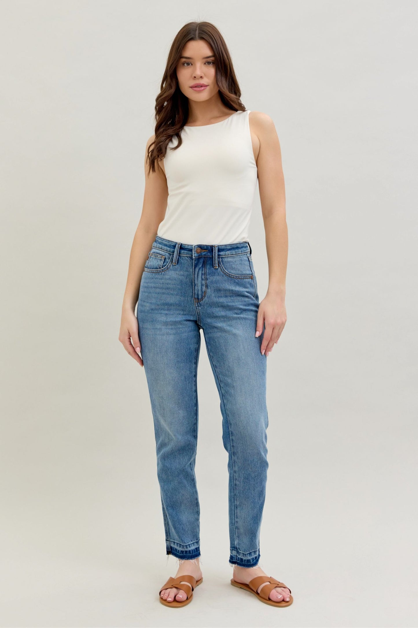 Judy Blue Mid-Rise Release Hem Boyfriend Jeans